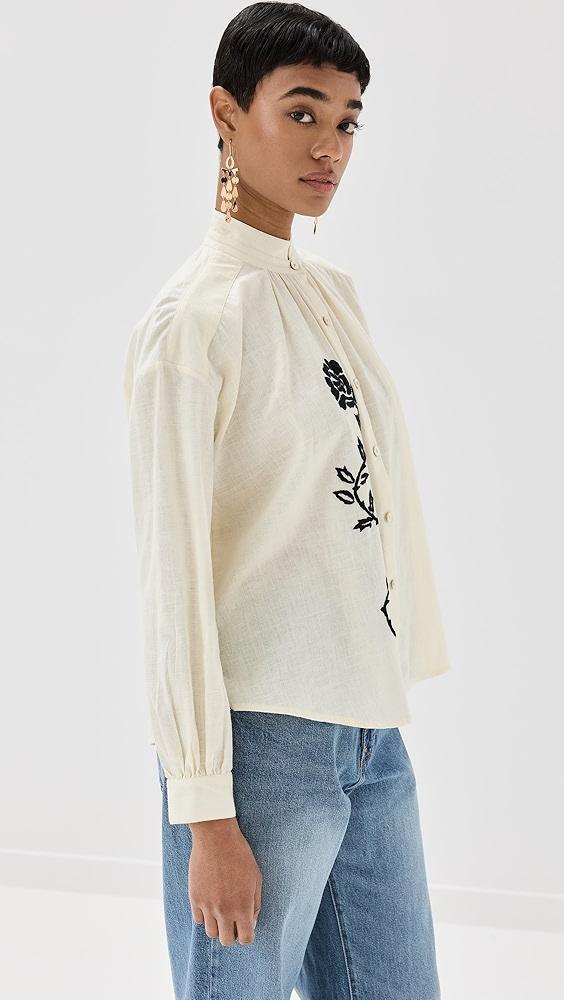 Alix of Bohemia Kiki Noir Rose Embroidered Shirt | Shopbop Product Image