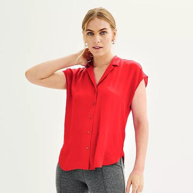 Womens Nine West Short Sleeve Easy Lapel Shirt Product Image