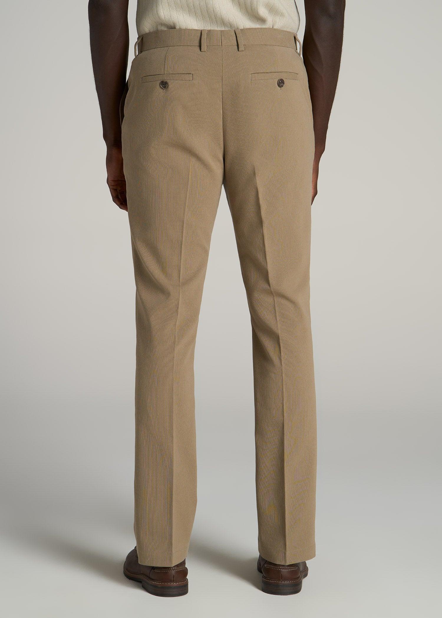 Garment Washed Stretch Chino Suit Pants for Tall Men in Desert Khaki Product Image