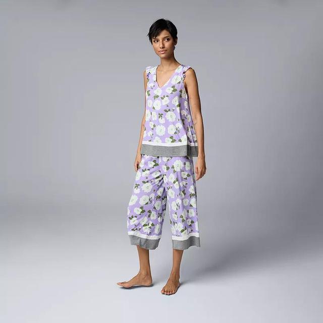 Womens Simply Vera Vera Wang Pajama Tank And Pajama Culotte Pants Sleep Set Product Image