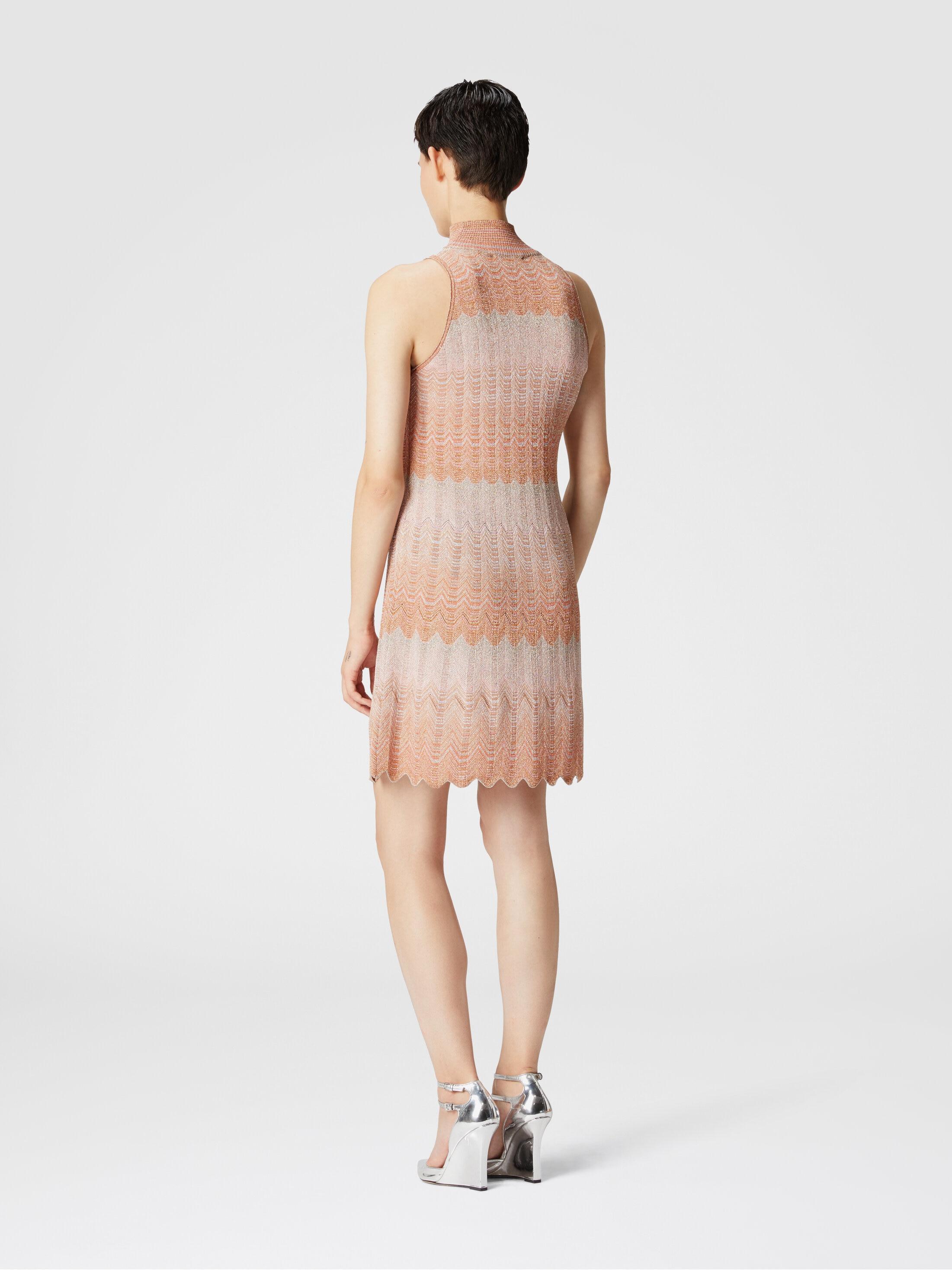 Sleeveless mini-dress with lamé Greek motif Product Image