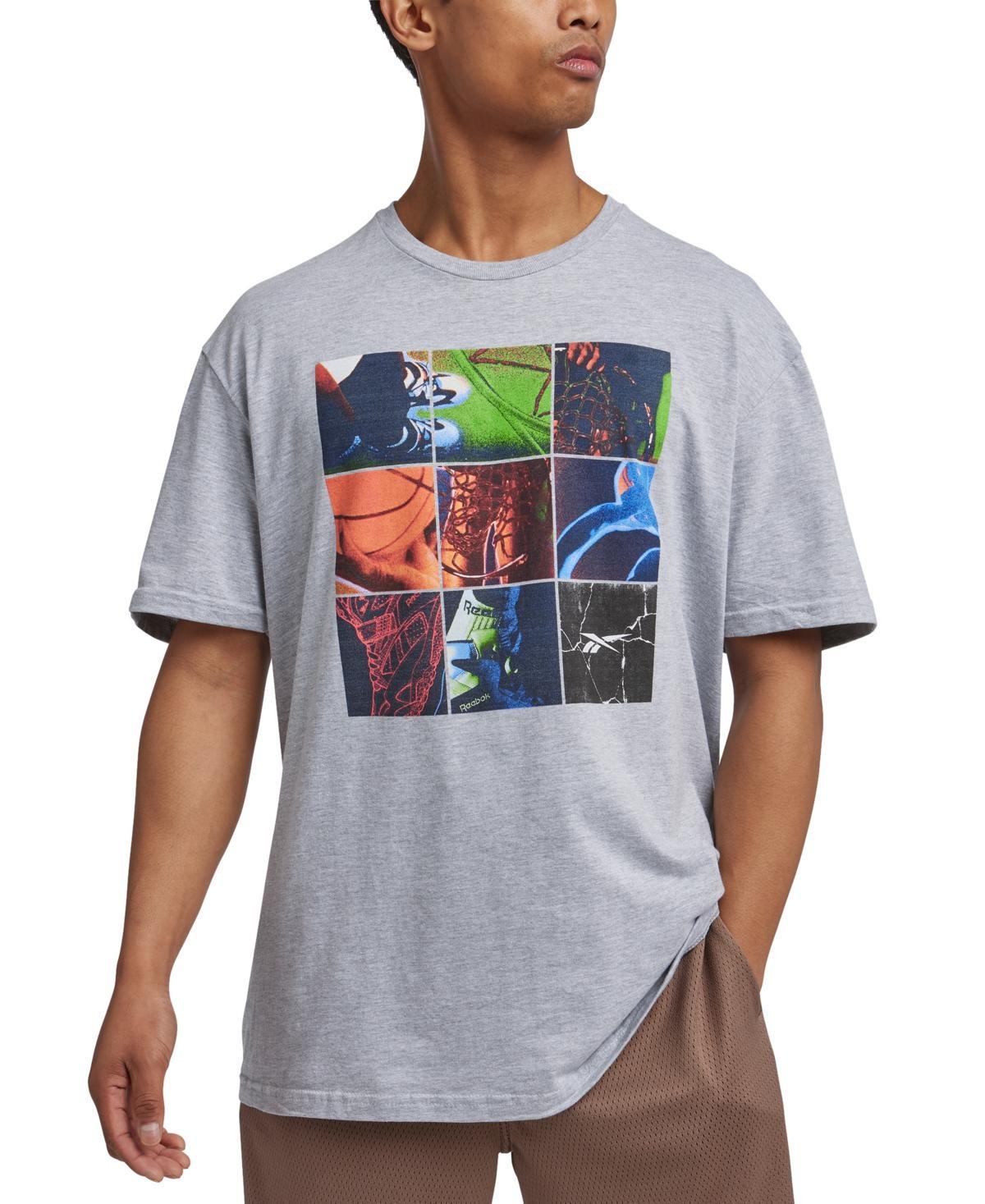 Reebok Mens Above The Rim Basketball Collage Graphic T-Shirt - Grey Heather Product Image