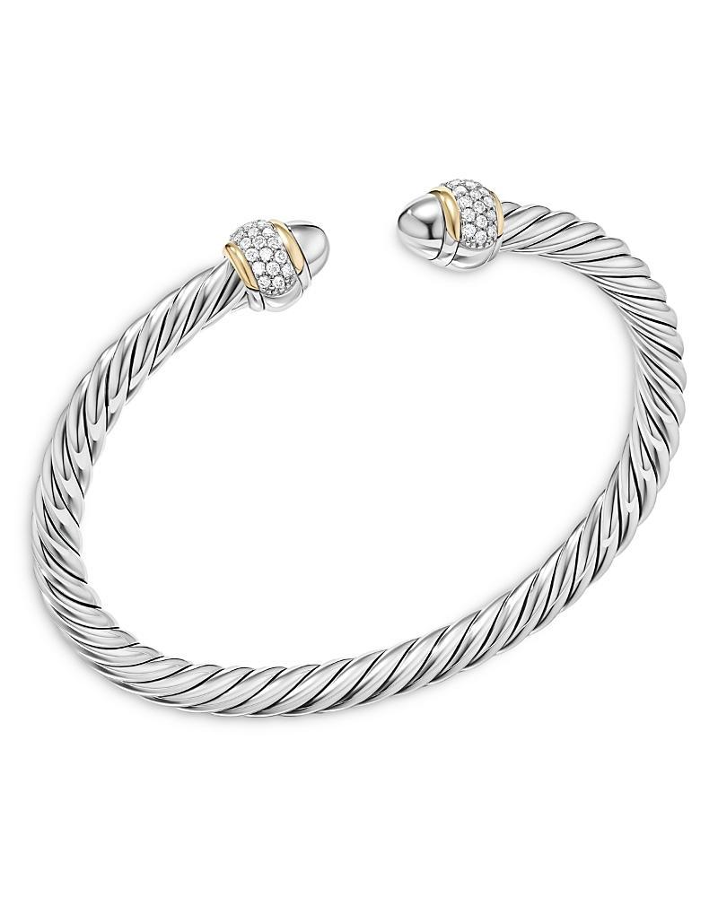 Cable Bracelet with Diamonds in Silver and 18K Gold, 5mm Product Image