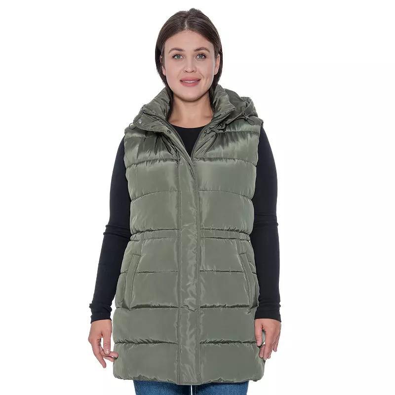 Plus Size Sebby Collection Puffer Vest, Womens Green Product Image