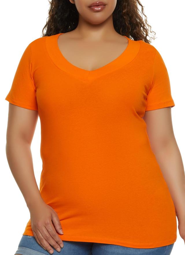 Womens Plus Size Basic V Neck Tee Product Image