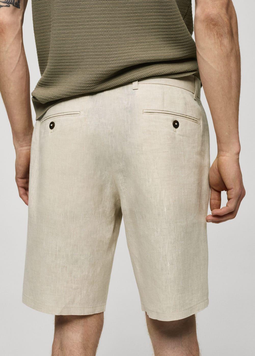 MANGO MAN - Slim fit 100% linen Bermuda shorts ecruMen Product Image