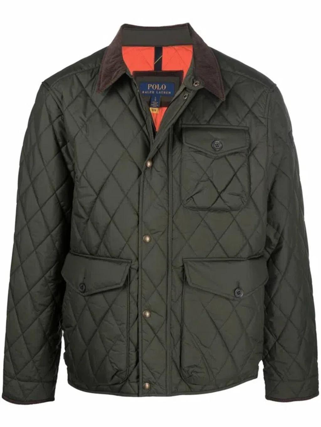 Quilted Straight Hem Jacket In Grün Product Image