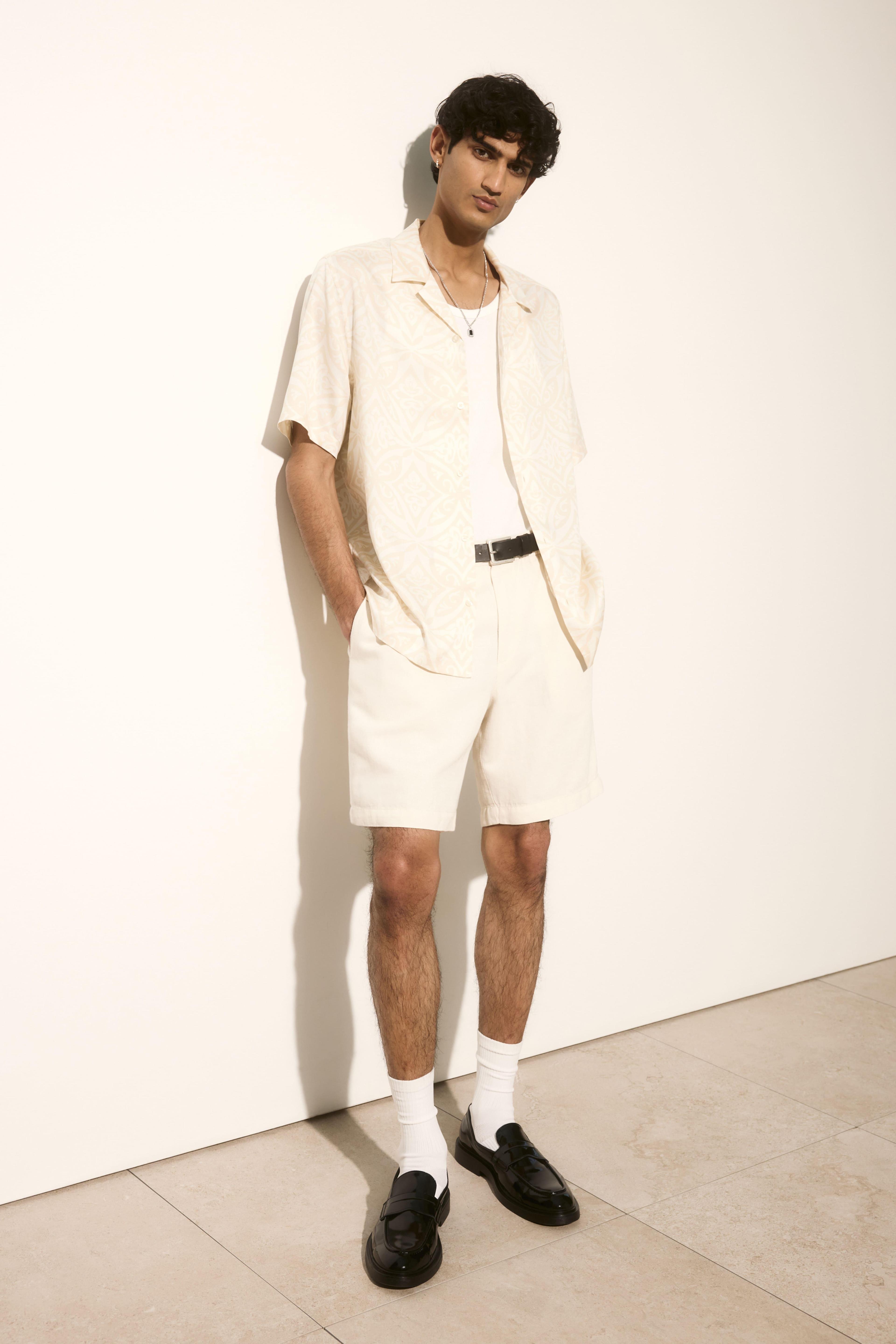 Relaxed Fit Linen-blend Shorts Product Image