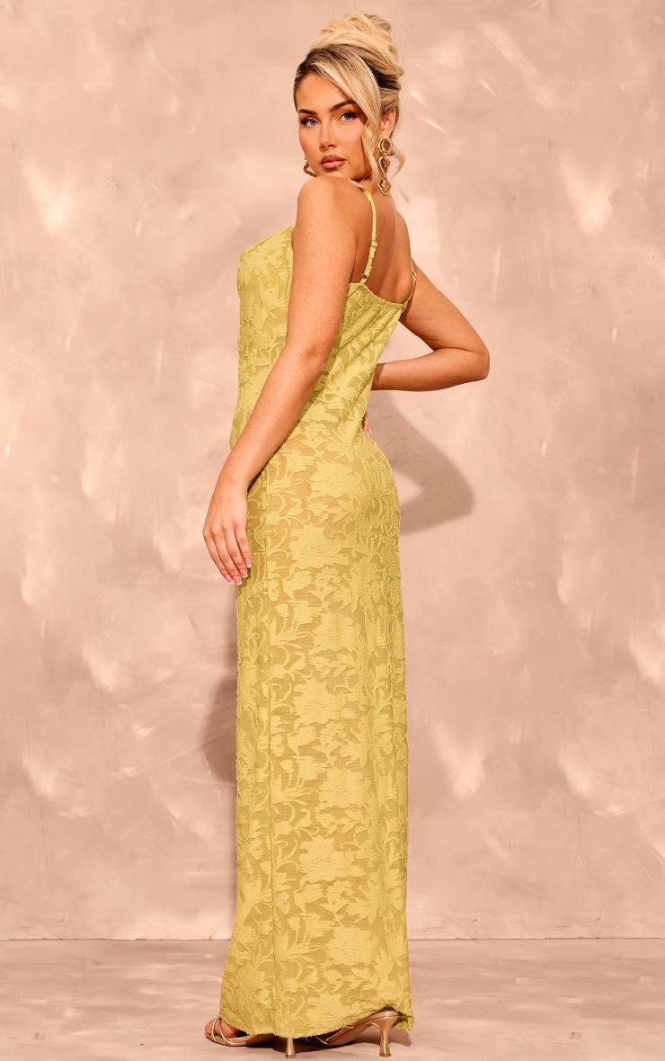 Lime Floral Sheer Burnout Cowl Neck Strappy Maxi Dress Product Image