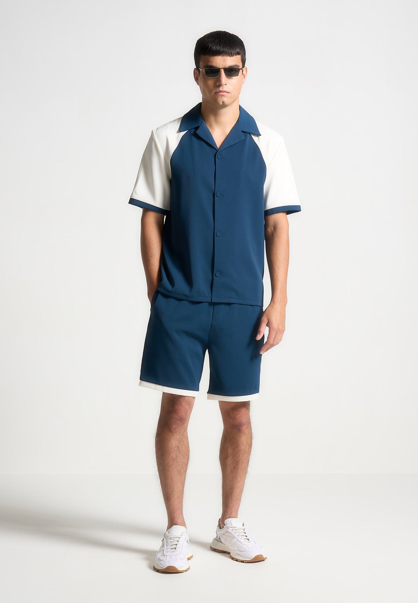 Colour Block Shorts - Navy/Cream Male Product Image