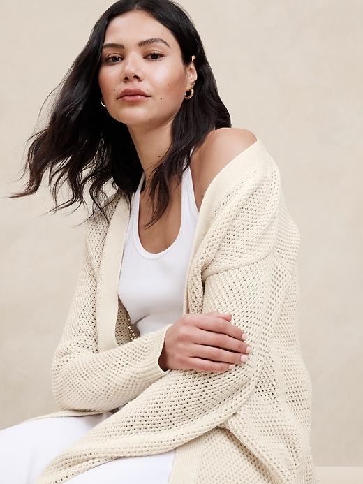 Open-Stitch Cardigan Sweater Product Image