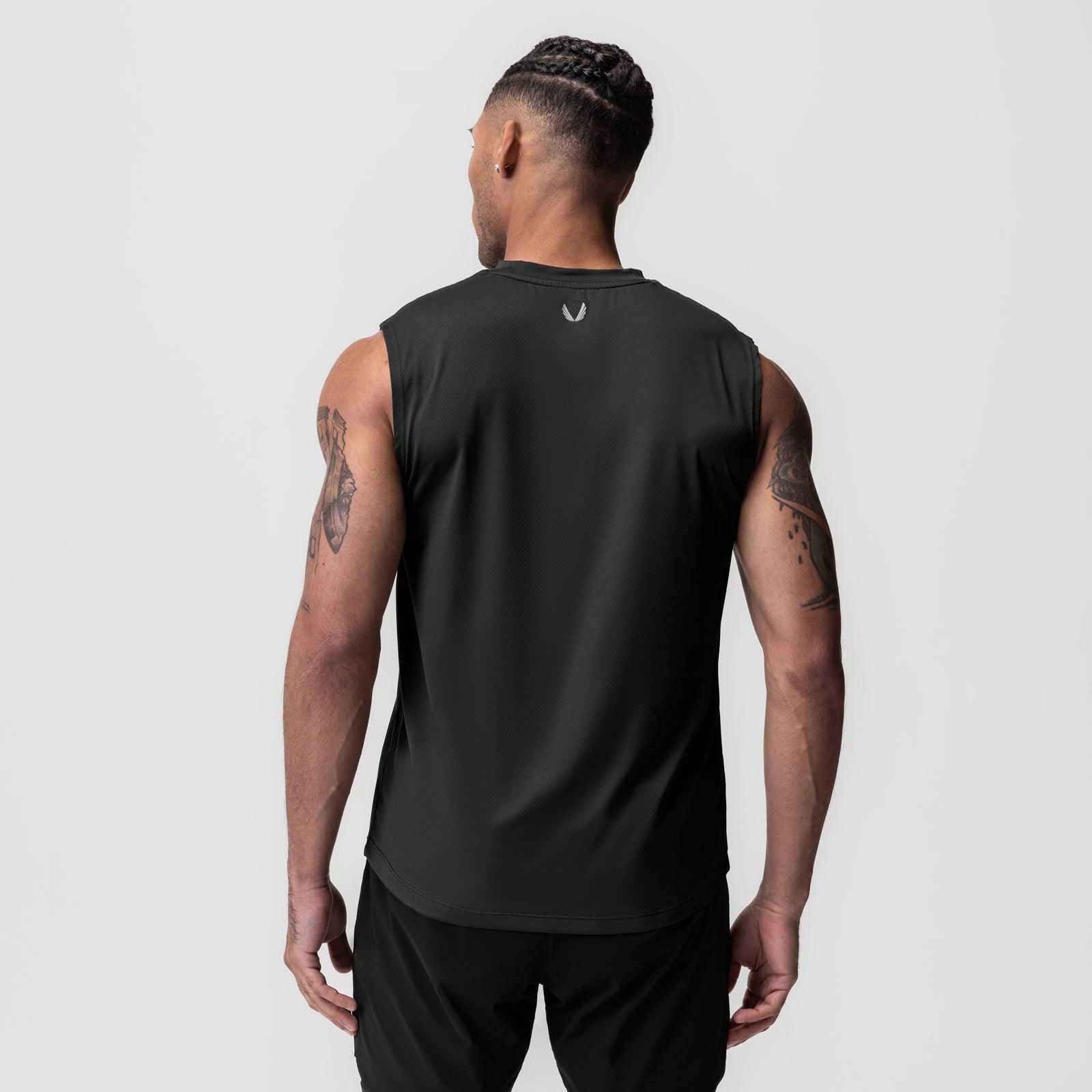 0757. AeroSilver® Cutoff Tank - Black "Box Logo" Product Image