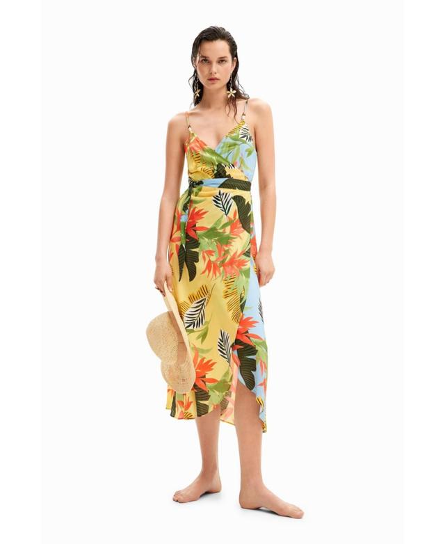 Desigual Womens Tropical Wrap Midi Dress Product Image