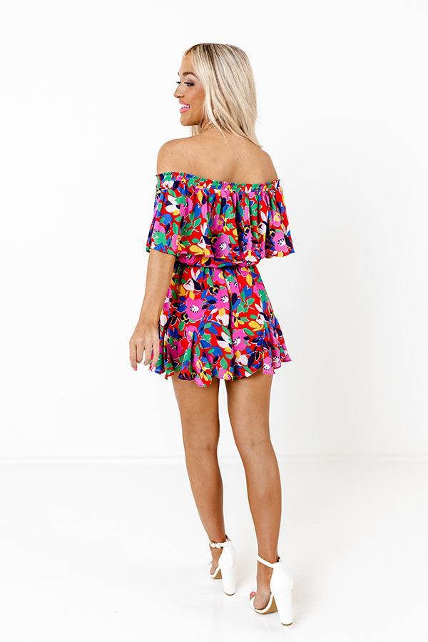 Seas The Moment Floral Romper In Red Product Image