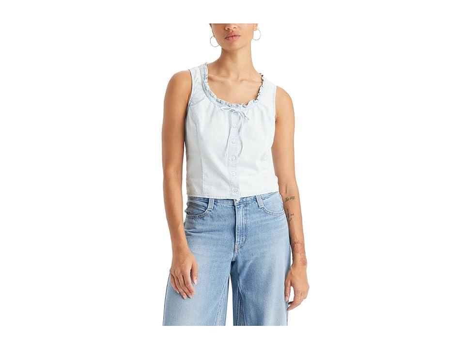 Levis Womens Shane Cotton Tie-Neck Button-Front Top Product Image