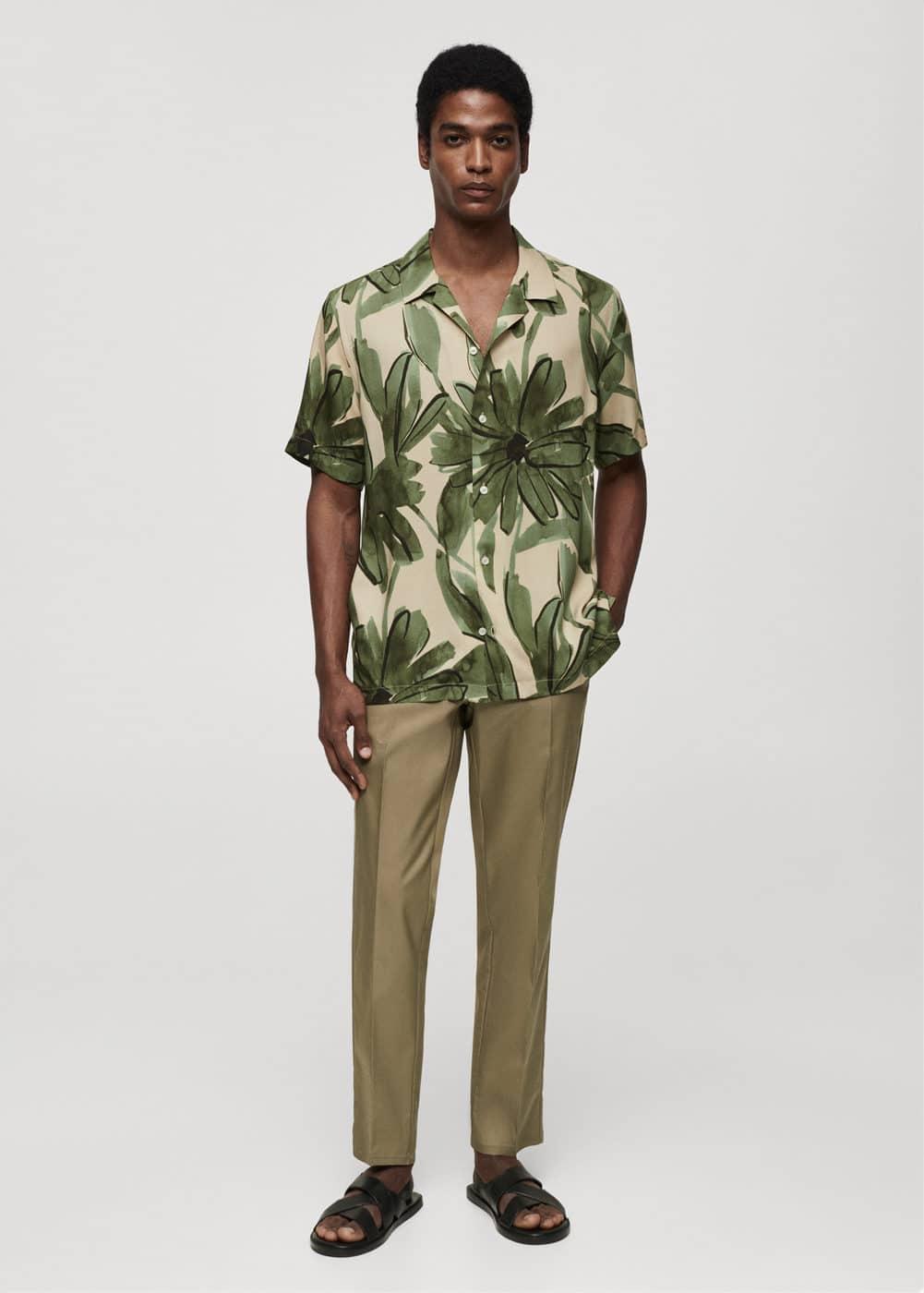 MANGO MAN - Regular fit tropical print shirt greenMen Product Image