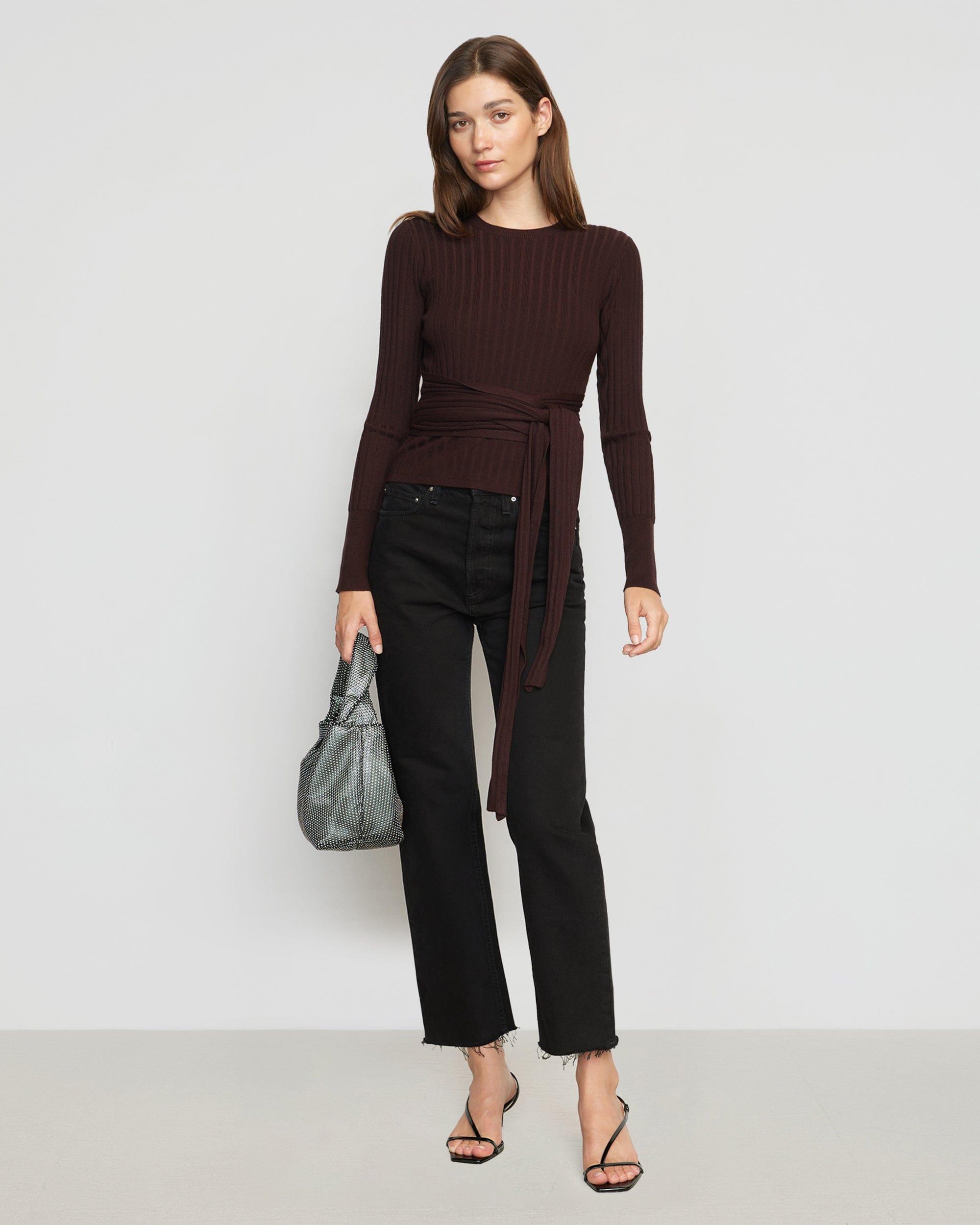 Deniza Tie-Front Ribbed Sweater Product Image