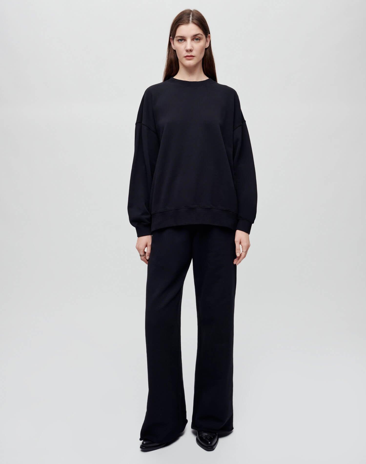 Hanes Wide Leg Sweatpant - Black Female Product Image