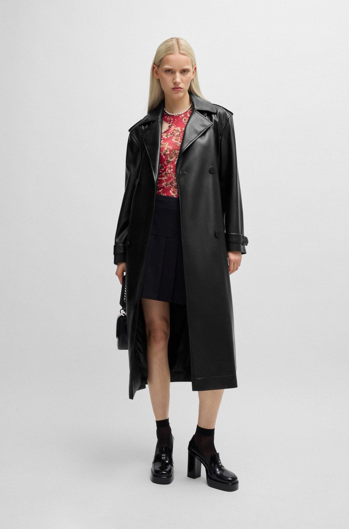 Oversize-fit trench coat in faux leather Product Image