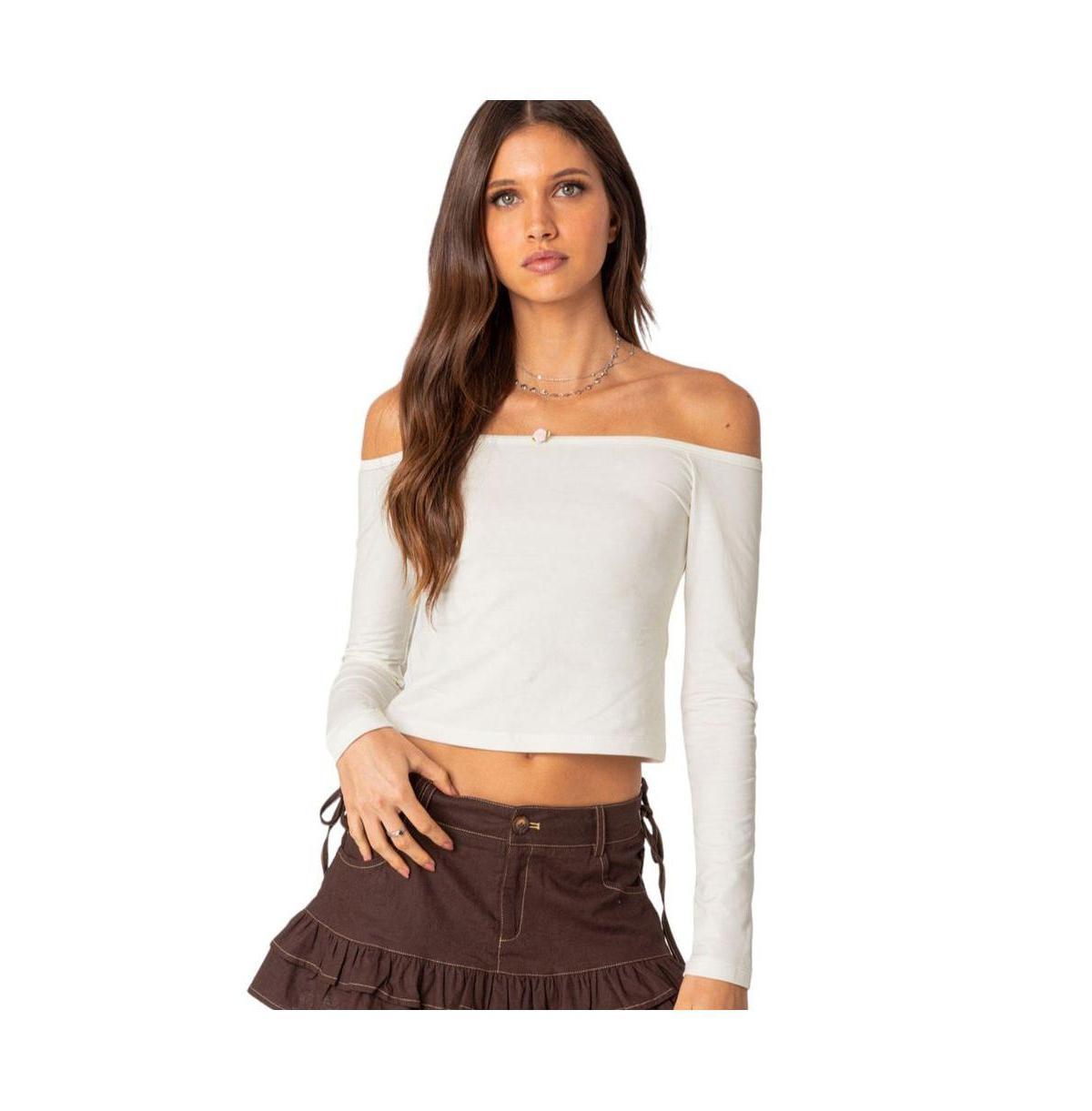 EDIKTED Rosanne Off the Shoulder Long Sleeve Top Product Image