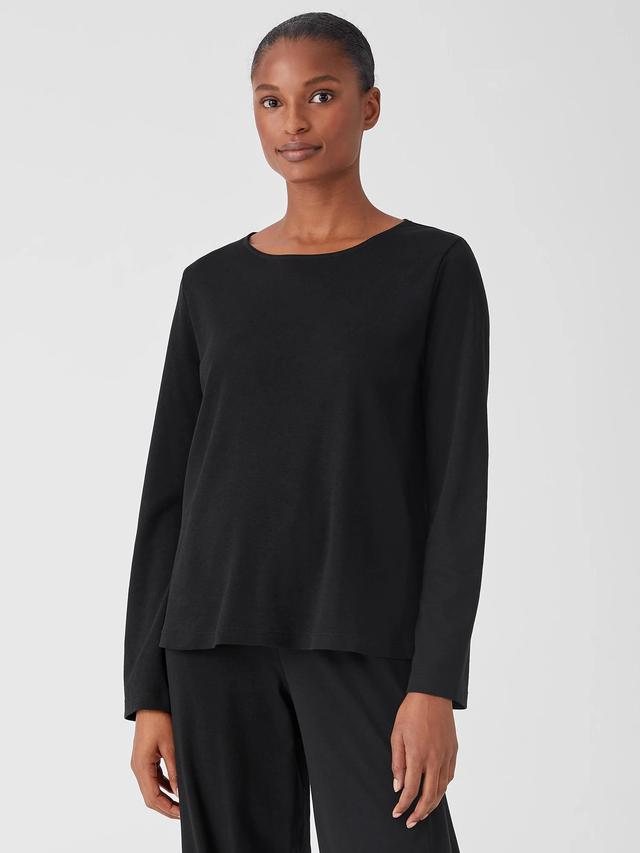 EILEEN FISHER Cozy Organic Cotton Interlock Jewel Neck Topfemale Product Image