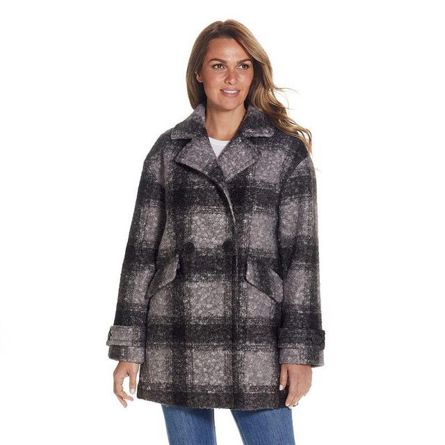 Womens Weathercast Double Breasted Boucle Peacoat Grey Product Image