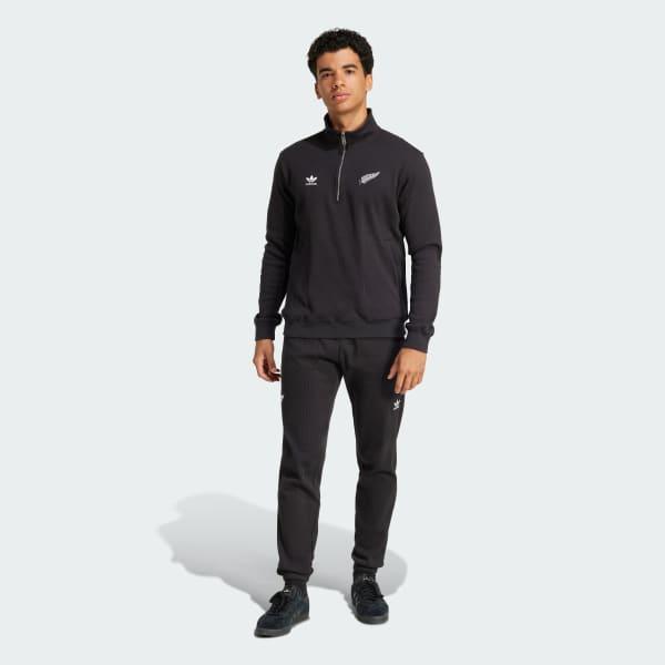 adidas All Blacks Essentials Half-Zip Waffle Sweatshirt All Black XL Mens Product Image