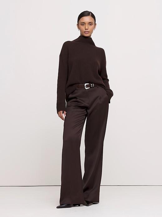 High-Rise Wide-Leg Italian Satin Pant Product Image