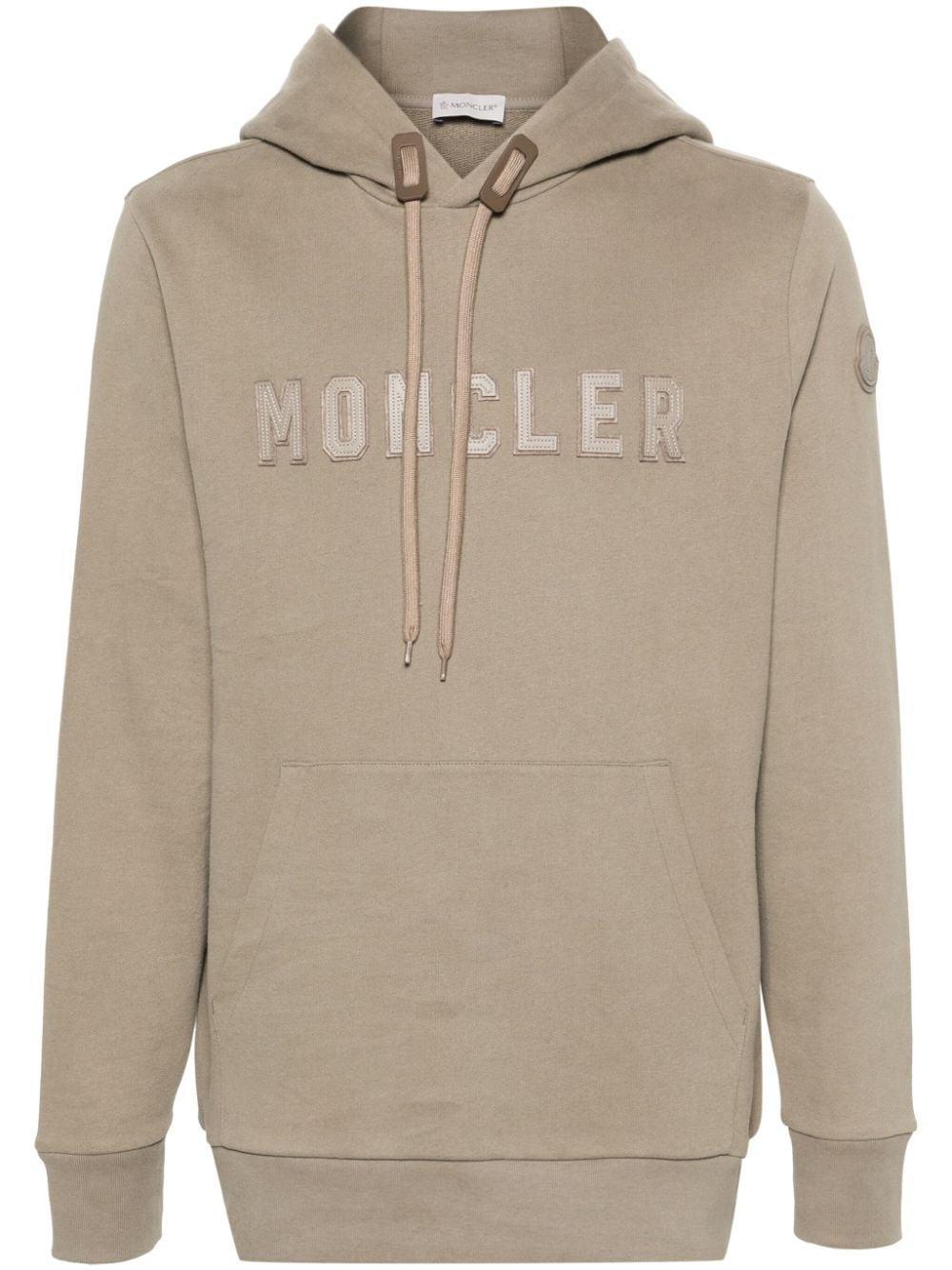 Logo-patch Cotton Hoodie In Grey Product Image