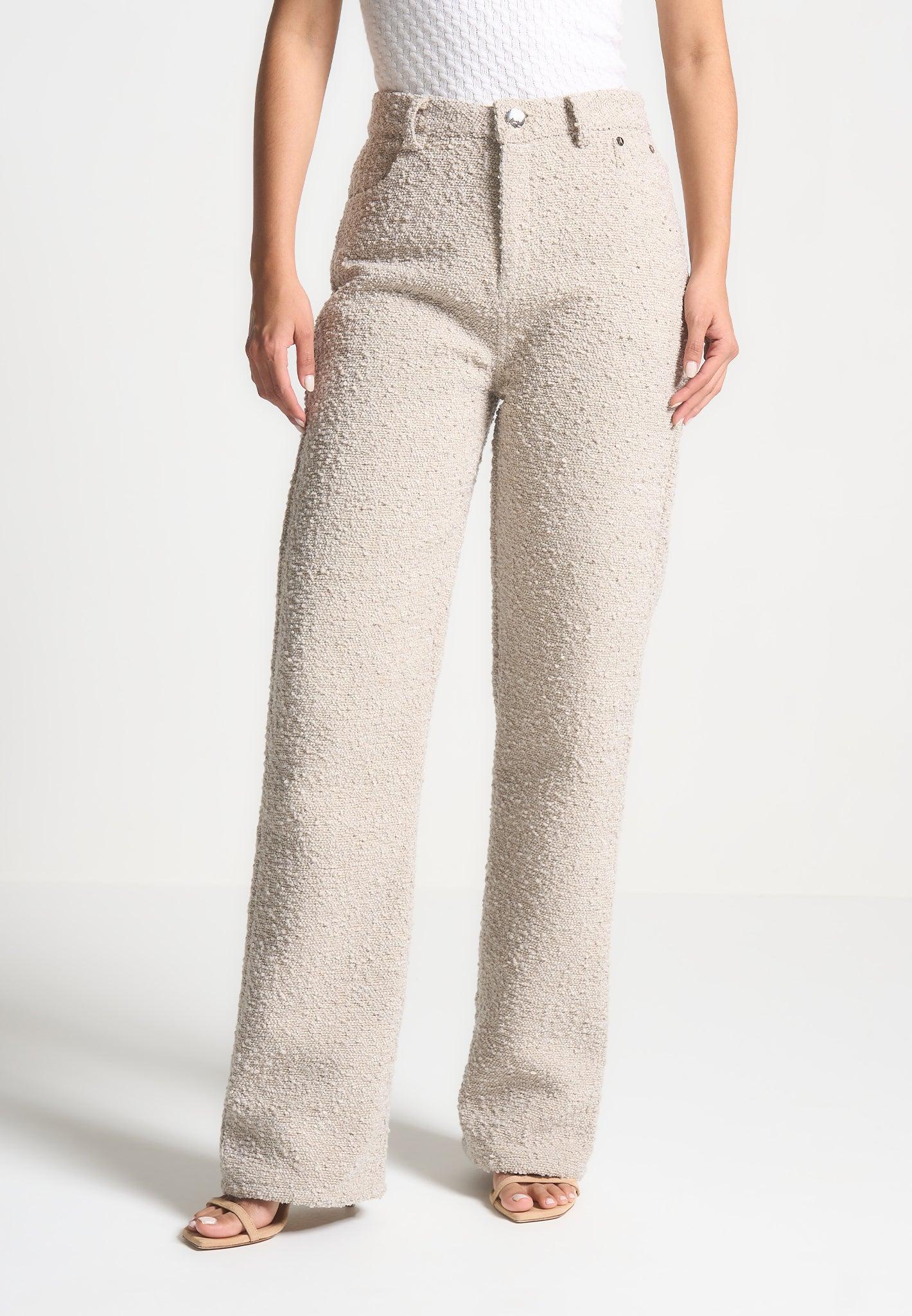 Boucle Boyfriend Trousers - Beige Female product image