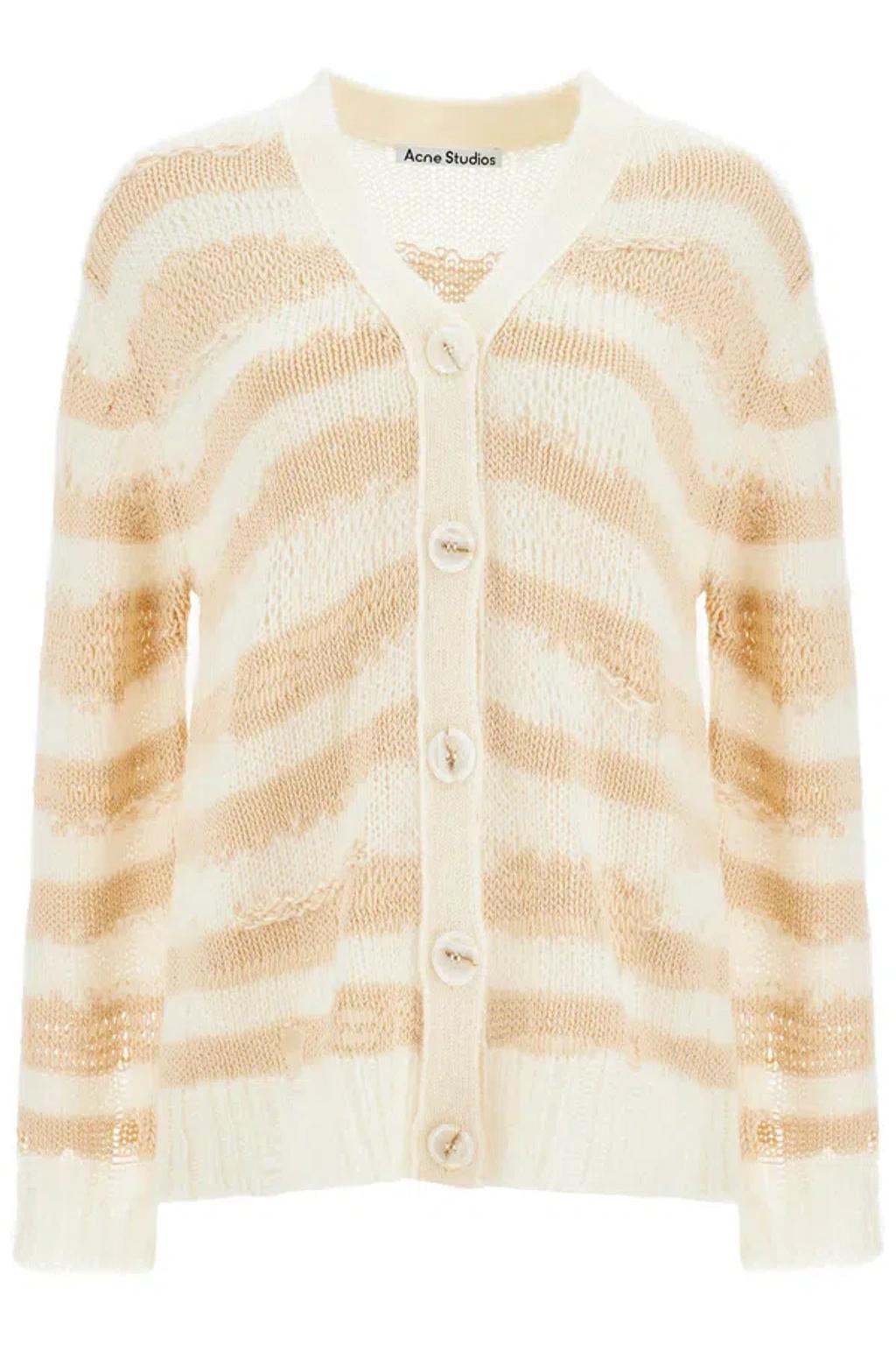 Striped Distressed Cardigan With In Multicolor Product Image