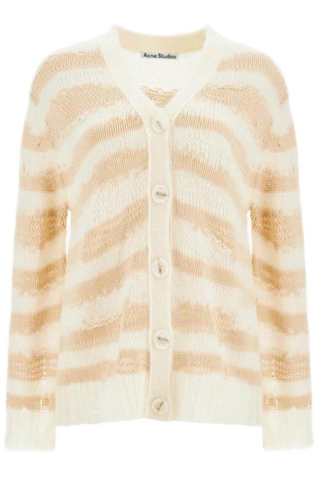 Striped Distressed Cardigan With In Multicolor Product Image