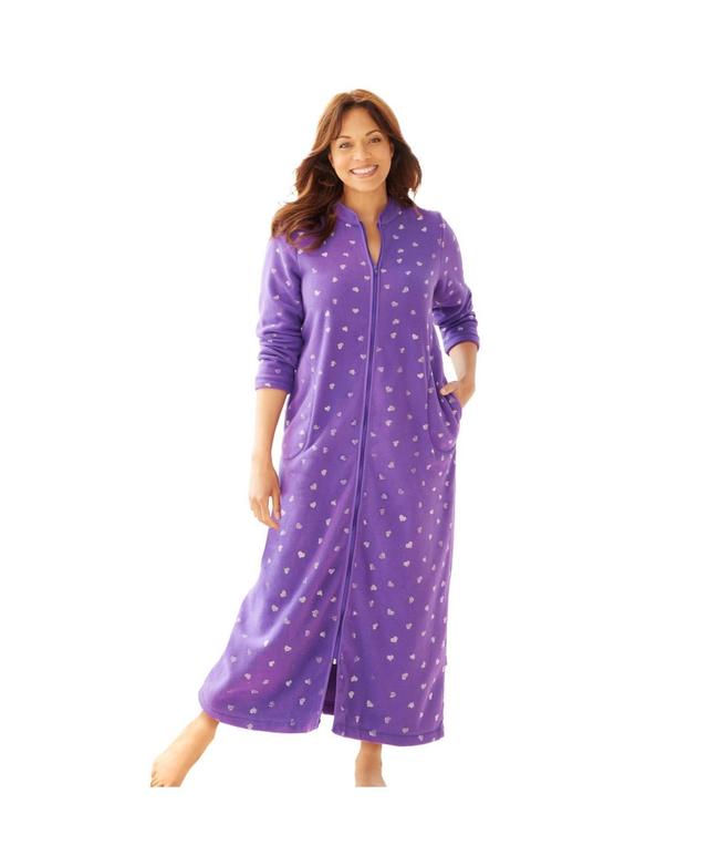 Dreams & Co. Womens Plush Zip-Front Robe Product Image