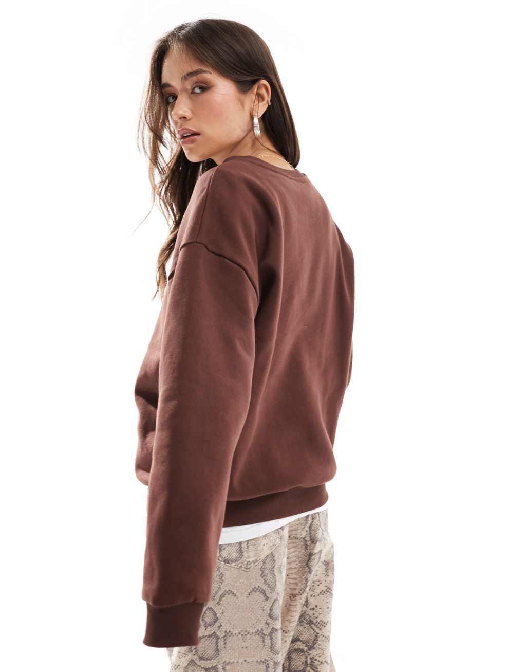 ASOS DESIGN cowboy boot graphic oversized sweat in chocolate Product Image