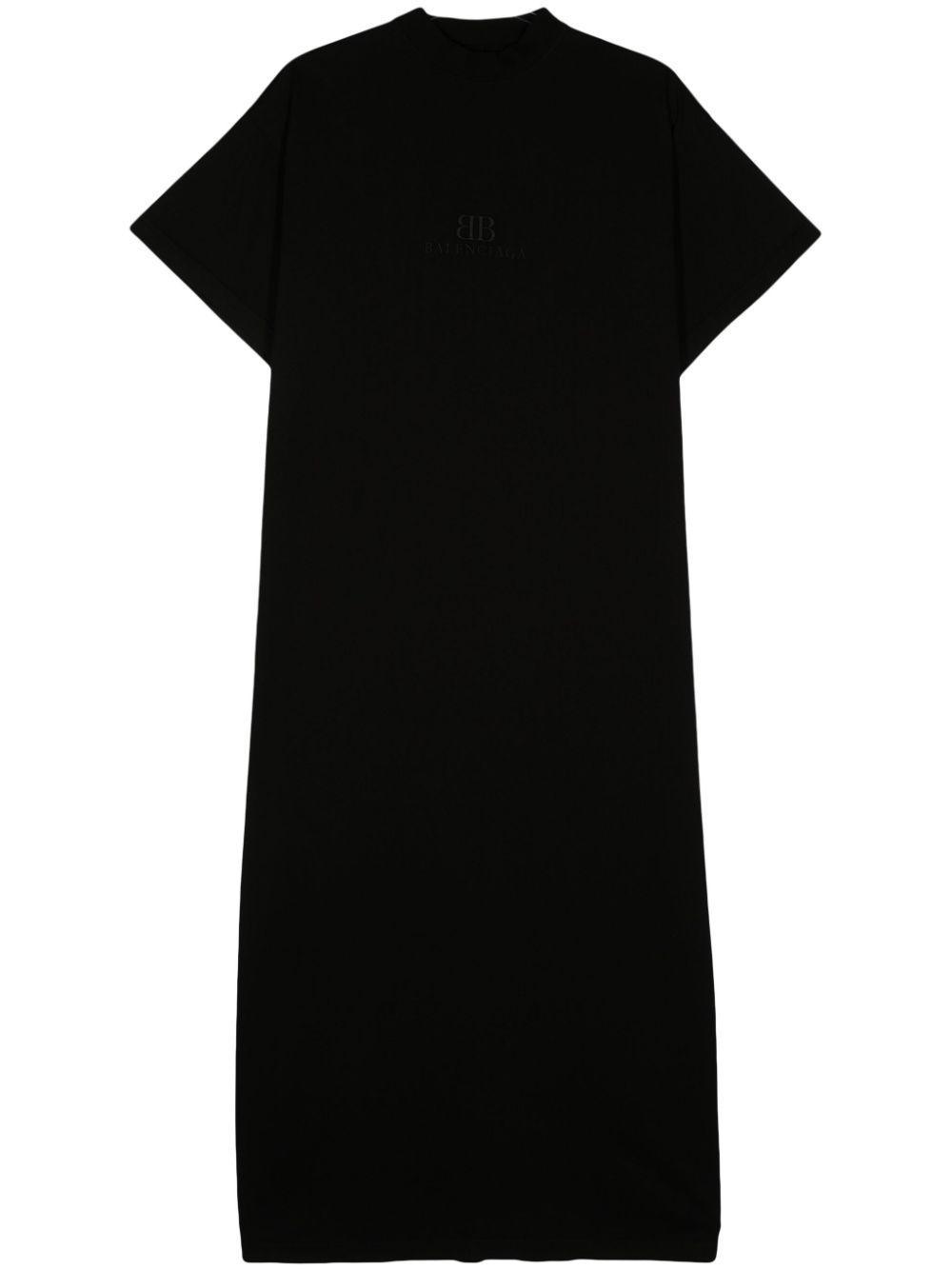 BALENCIAGA Logo-embroidered T-shirt Dress In Black Product Image