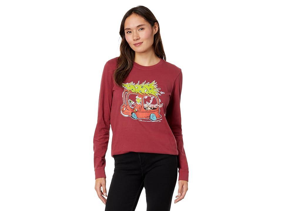 Life is Good Whoville or Bust Long Sleeve Crusher Tee (Cranberry ) Women's Clothing Product Image