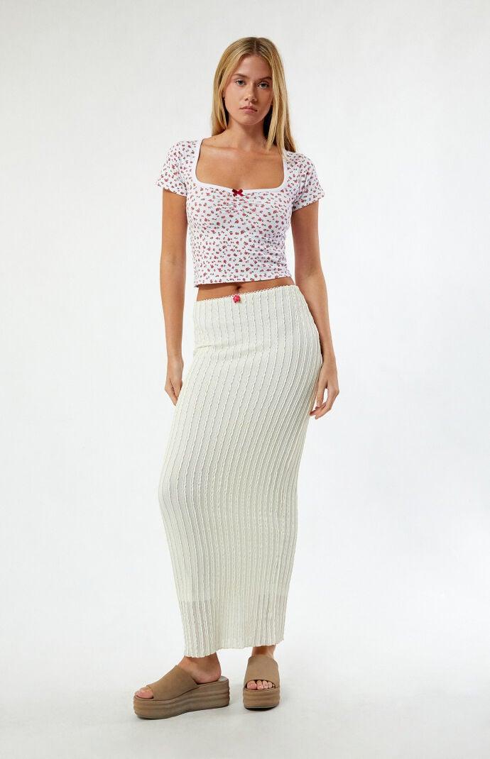 Daisy Street Women's Rosette Mid Rise Maxi Skirt Product Image