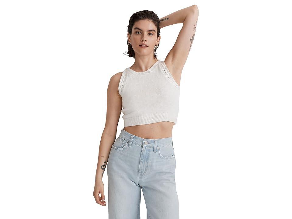 Madewell Crochet-Trim Crop Sweater Tank (Lighthouse) Women's Clothing Product Image