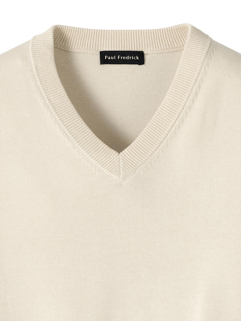 Supima Cotton V-neck Sweater - Ivory Product Image