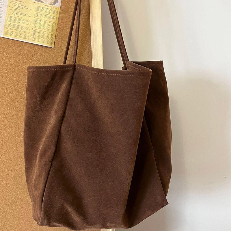 Plain Faux Suede Tote Bag Product Image