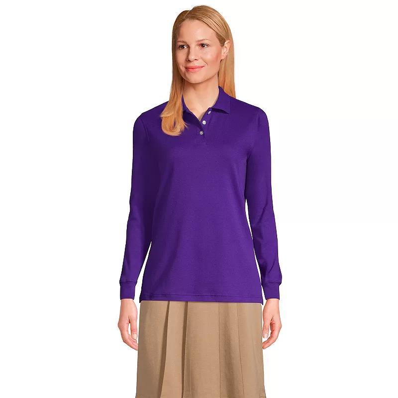 Womens Lands End School Uniform Long Sleeve Interlock Polo Shirt Product Image