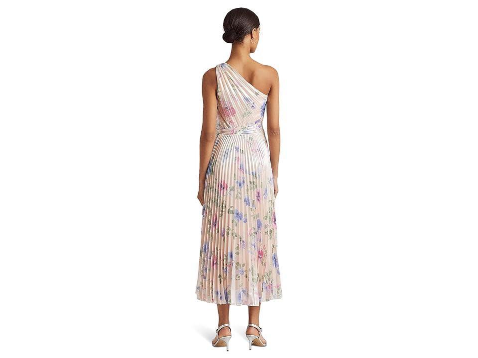 LAUREN Ralph Lauren Floral Georgette One-Shoulder Gown Multi) Women's Dress Product Image