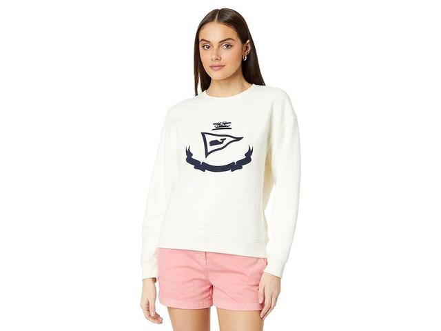 Vineyard Vines Classic Crew Embrodered Sweatshirt (Marshmallow) Women's Sweater Product Image