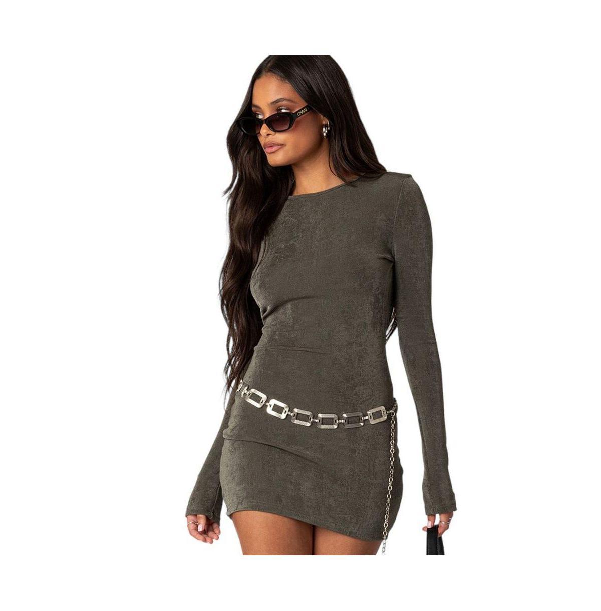 EDIKTED Alaric Open Back Long Sleeve Minidress Product Image