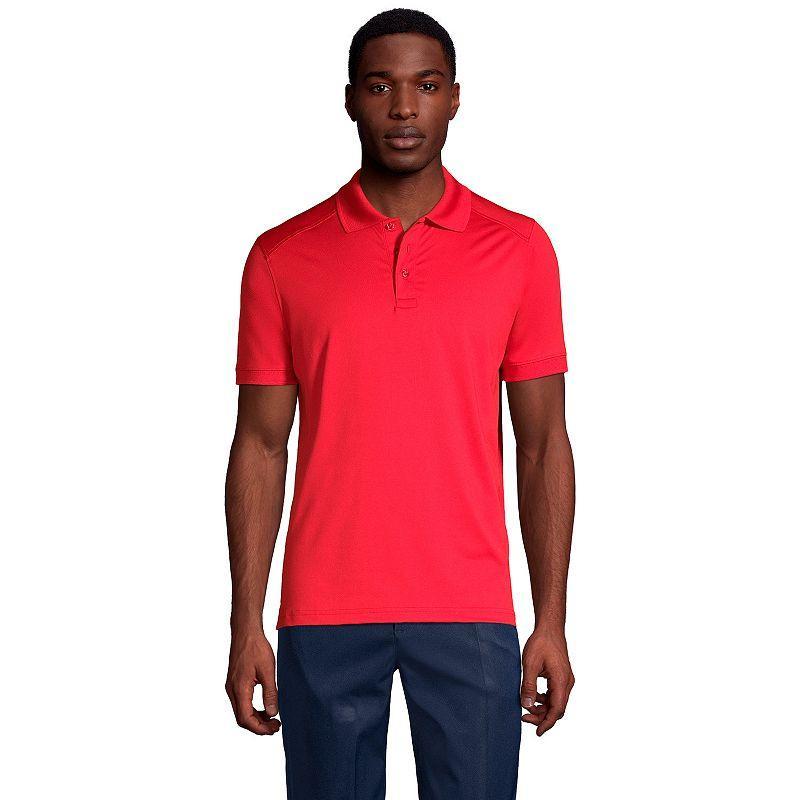 Mens Lands End Short Sleeve Rapid Dry UPF 50 Polo Shirt Red Product Image