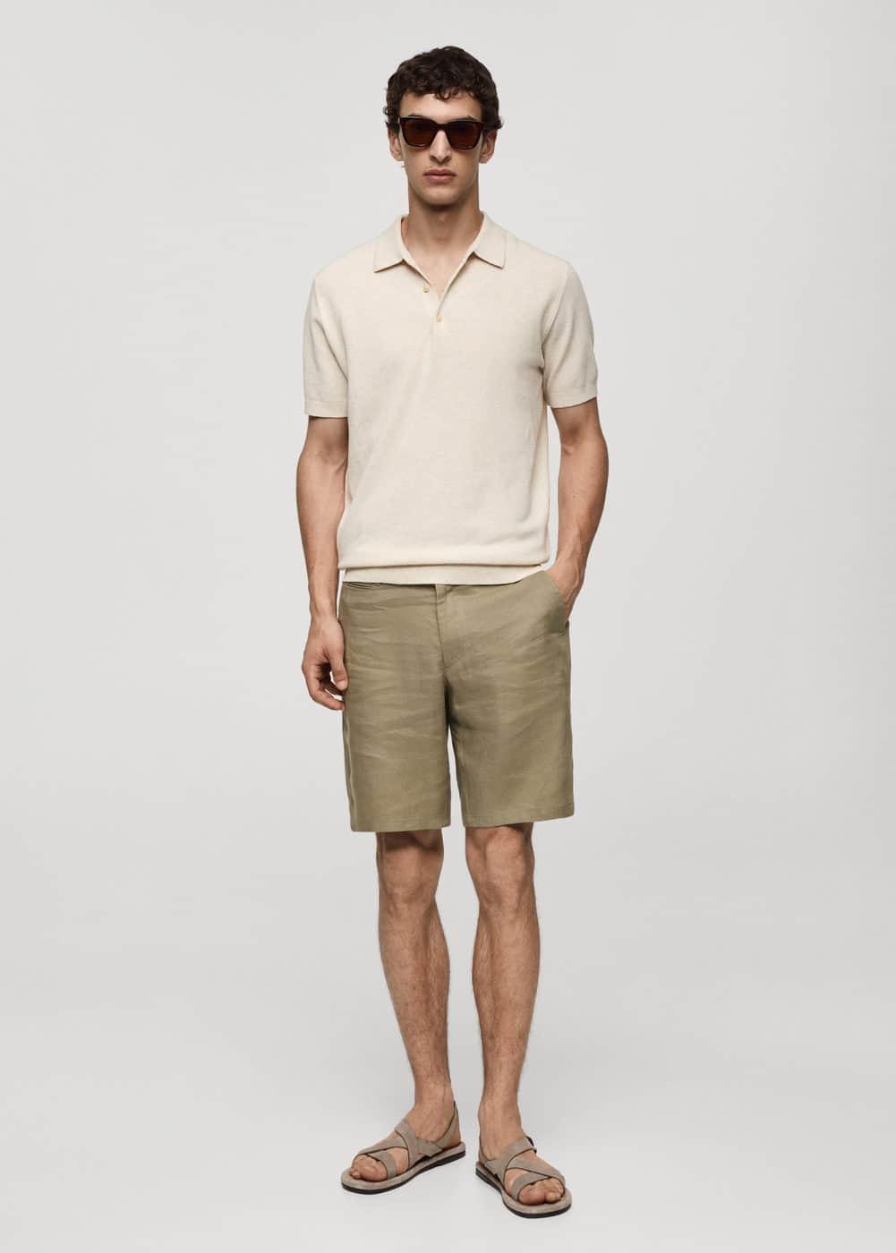 MANGO MAN - Short-sleeve knitted polo shirt ecruMen Product Image