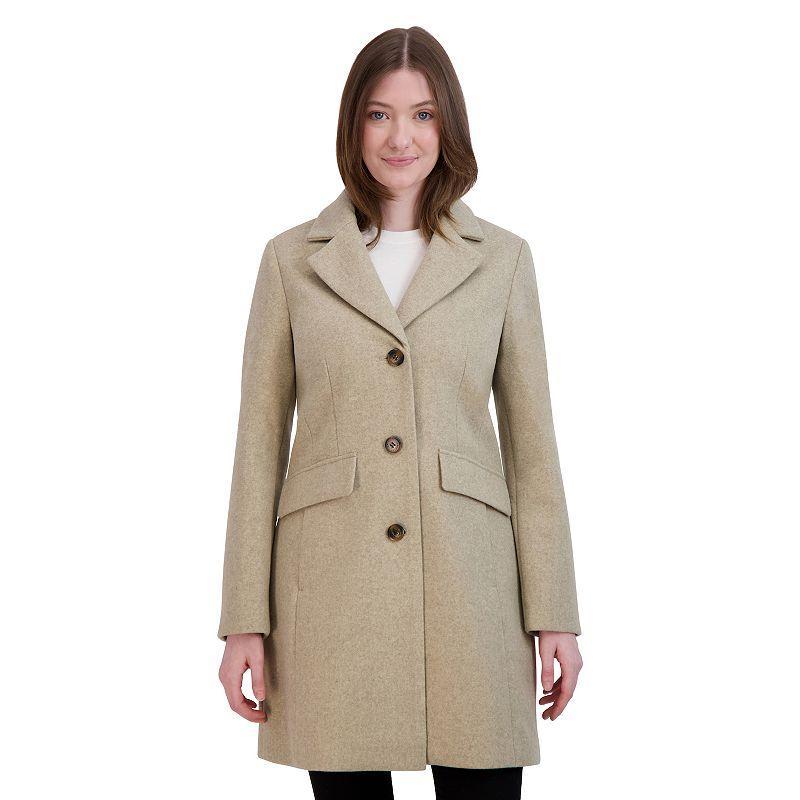 Womens Halitech Faux Wool Button Jacket Oatmeal Grey Product Image