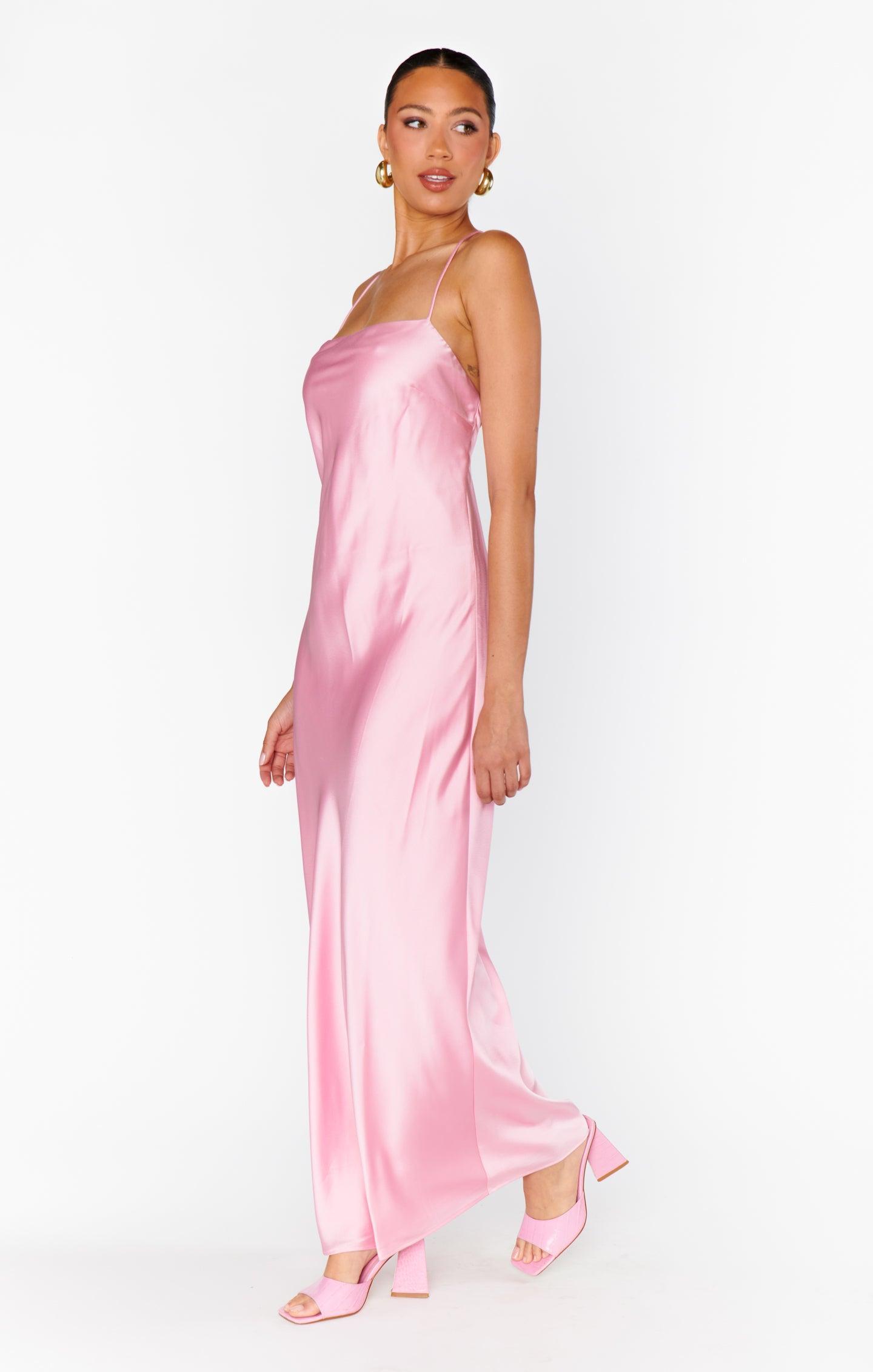 Dani Slip Dress ~ Light Pink Luxe Satin Product Image