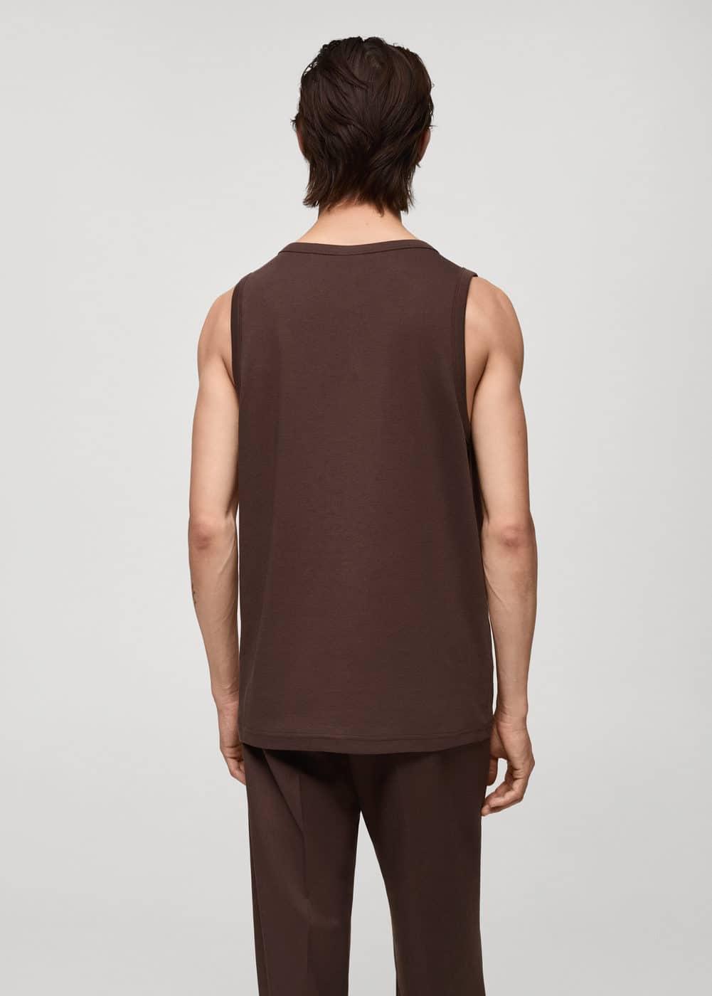 MANGO MAN - 100% cotton tank top burgundyMen Product Image