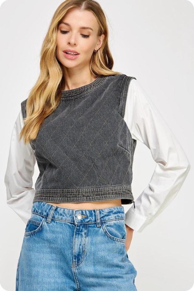 Quilted Denim Top Product Image